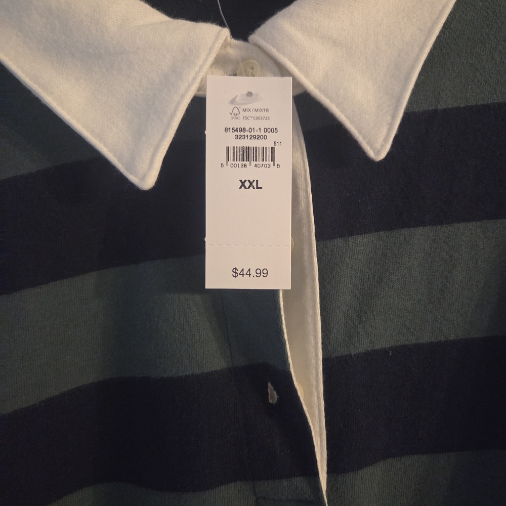 GAP Women's Green and Black Striped Long Sleeve Top - Picture 2 of 3